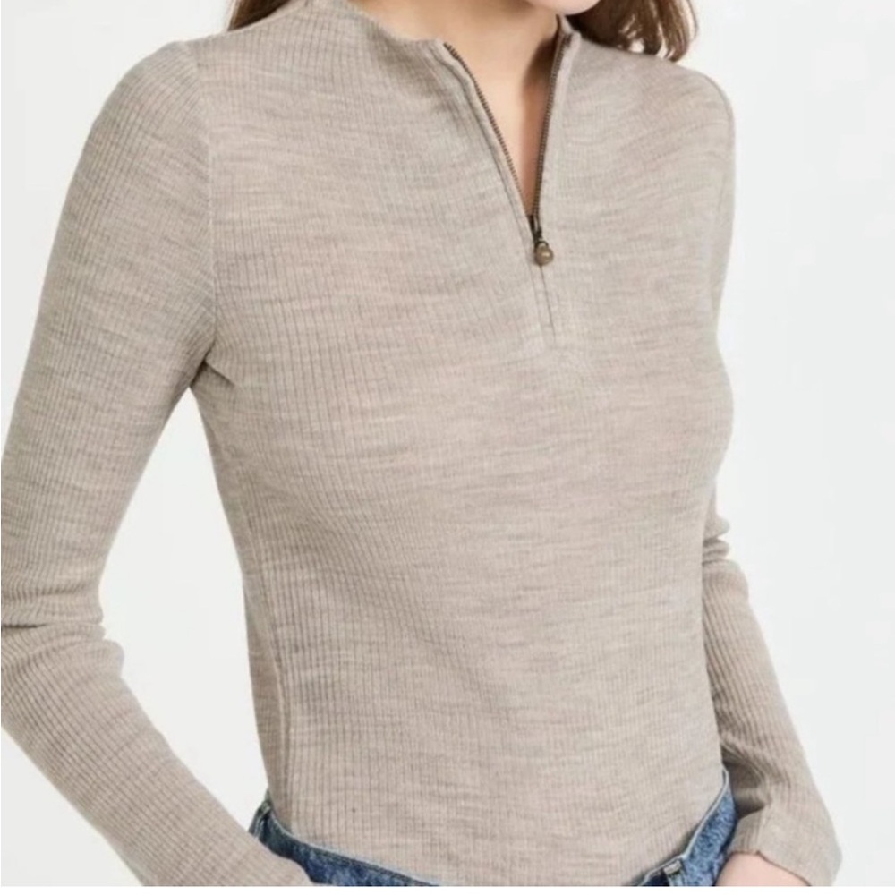Vince tan Quarter Zip Ribbed Wool Blend Pullover
Sweater large
